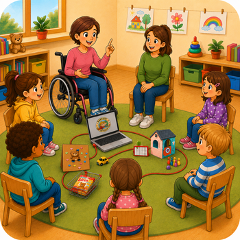 Die Kinder erfahren aus dem Leben einer Person im Rollstuhl