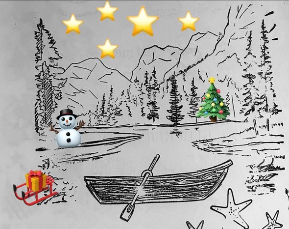 Winterlandschaft mit Weihnachtsbaum und Sternen
