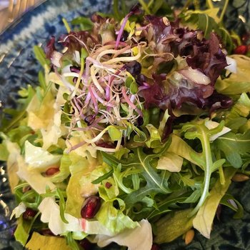 Salat mit Granatäpfeldressing als Vorspeise