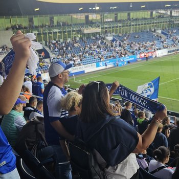 Fussballfans am Fussballspiel